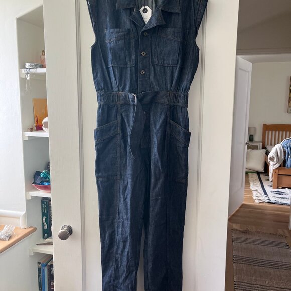 Rowan Lincoln Women's Muscle Tank Jumpsuit Size XS Blue Denim - Picture 2 of 5